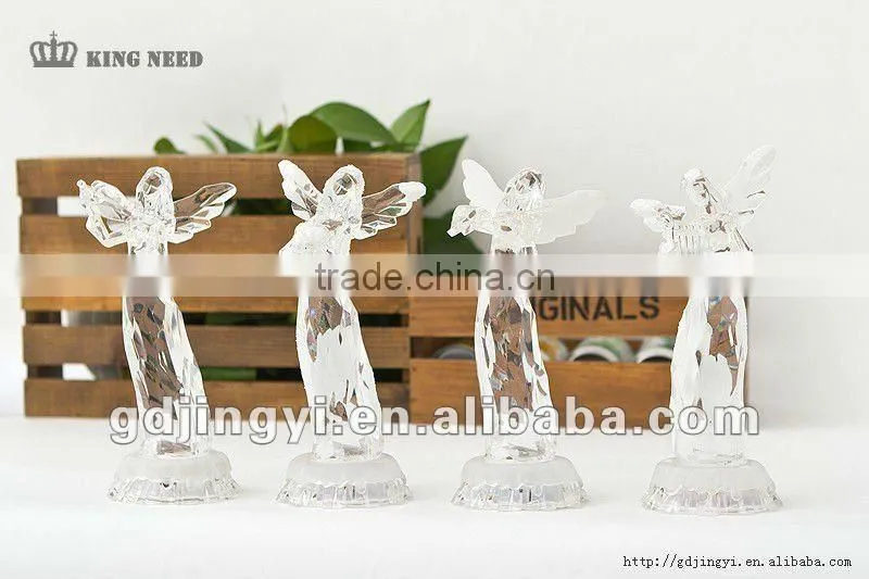 New Fashion Fancy Type Clear Lighted Led Light Christmas Acrylic Angel holding heart