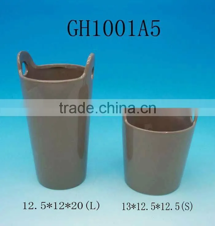 Brown glazed Ceramic garden planter