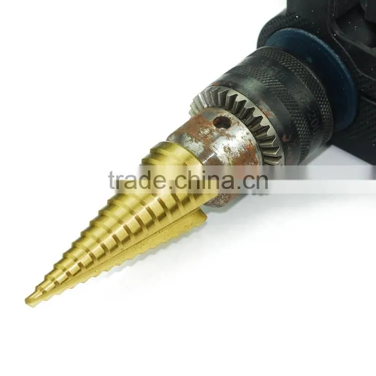 Striaght flute Tin coated 4-20mm HSS6542 step drill set