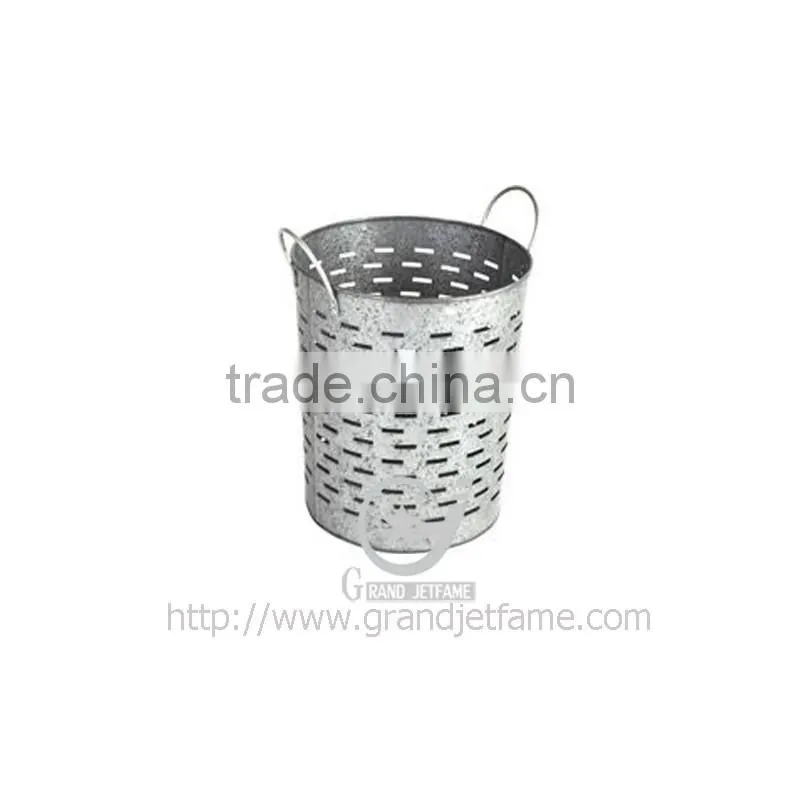 Antique iron trash bin galvanized metal iron trash bin