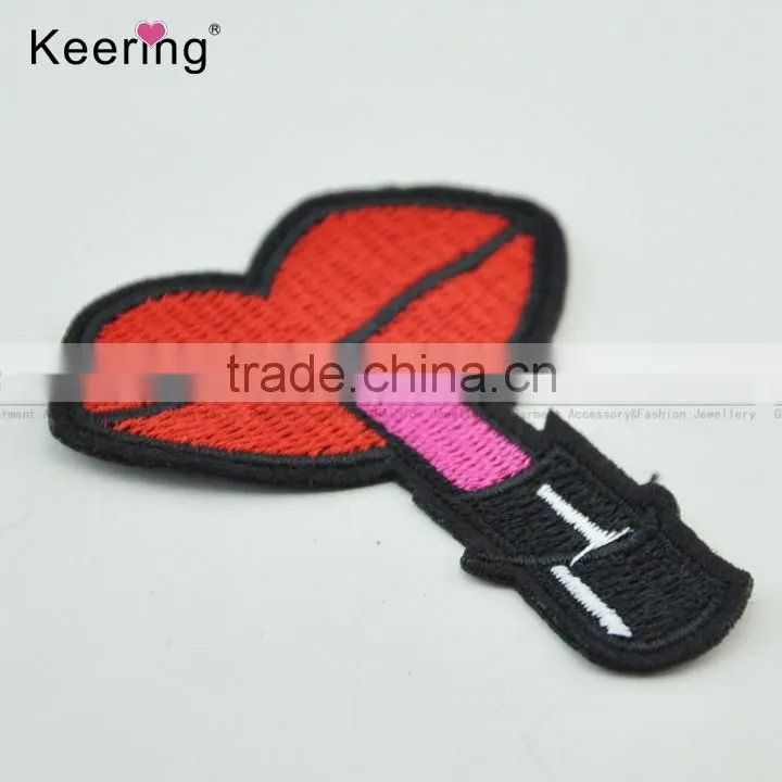 3D colorful fashionable lip custom embroidery textile patches WEF-076