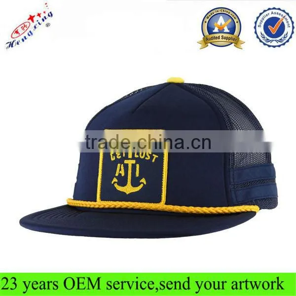 Fitted flat bill blank snapback fashion trucker cap mesh cap