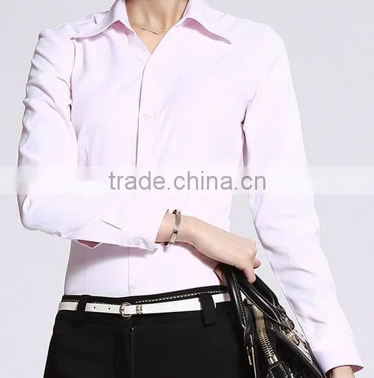 Long sleeve woman formal dress shirts cotton office lady dress blouse