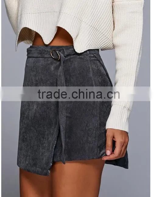2017 A line corduroy wild mini skirt for lady