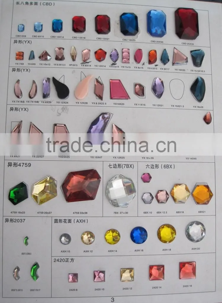 sew on flat back acrylic rhinestones