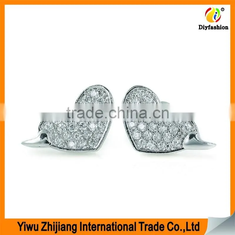 2017 new fashion inlay zircon Platinum plating love heart earrings