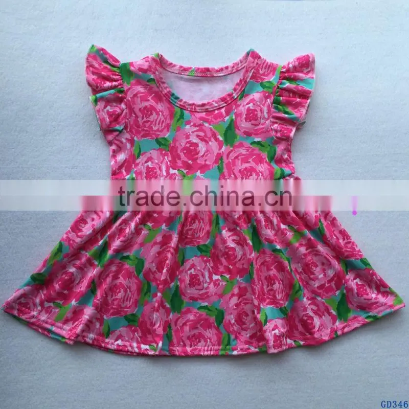 Remake Cotton Baby Summer Dress Kids Flutter Sleeves Clothes Baby Pearl Dress Outfit