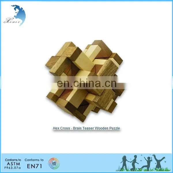 Educational wooden 3d wood puzzles interlocking wooden kids toys