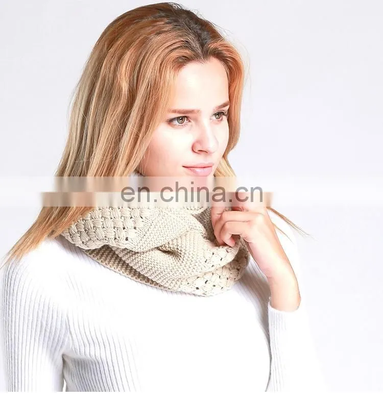 2018 Popular young girl solid color fashion scarves oversize loop scarf knitting