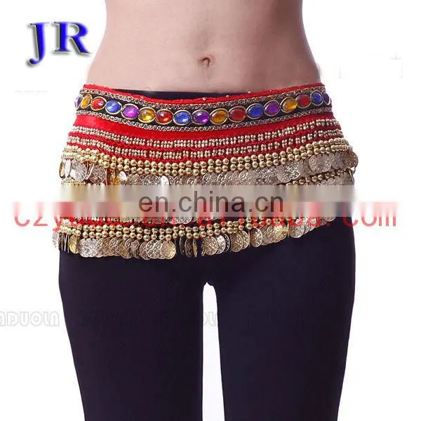 Y-2002 Wholesale cheap 248 coins and 338 coins velvet belly dance hip scarf belt for women