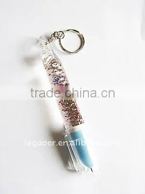 Acrylic liquid pen with liquid filled and cartoon floater