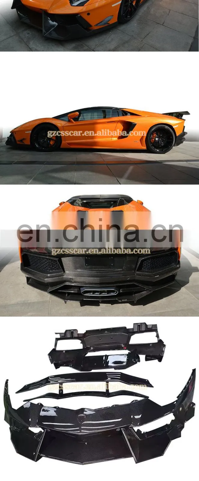 China supplier car bumper body kit suitable for aventador LP700 facelift to DMC front lip rear diffuser rear wing