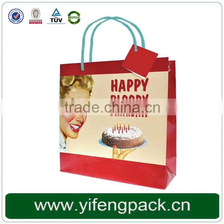 Full colors printing art paper fancy cheap luxury garment paper bag