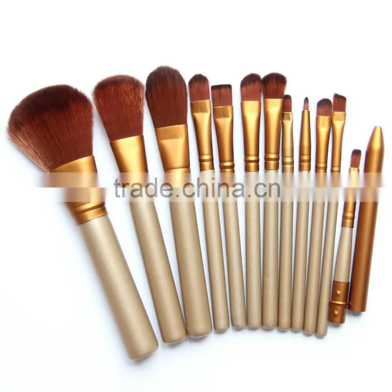 12pcsProfessional Makeup Brush set with Natural Hair,make up brush set with PU zipper bag