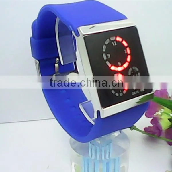 Environmental silicone strap 12-hour/date display bangle watch led