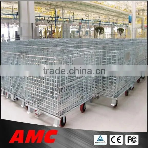 AMC European Style Stackable Warehouse Wire Container Storage Metal Cage