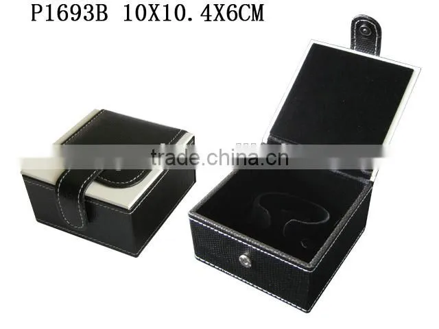 Fashion PU Leather Paper Watch Box with Black Velvet Insert Manufacturers China P1693W