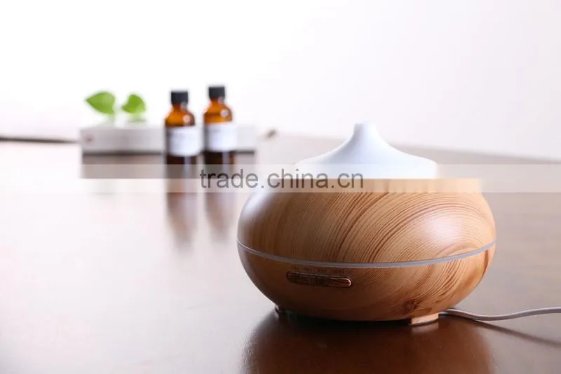 300ml Aroma Essential Oil Diffuser, Amazon Wood Grain Ultrasonic Cool Mist Humidifier with Color LED Lights Timer