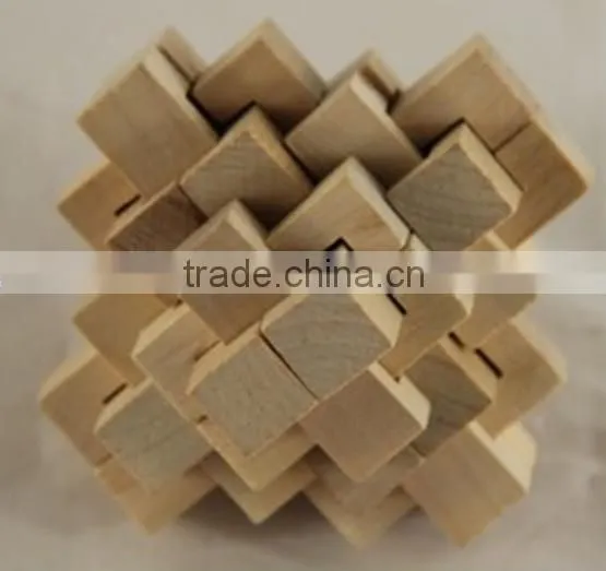 Wooden toy cube brain teaser puzzles,wooden iq block puzzle toy