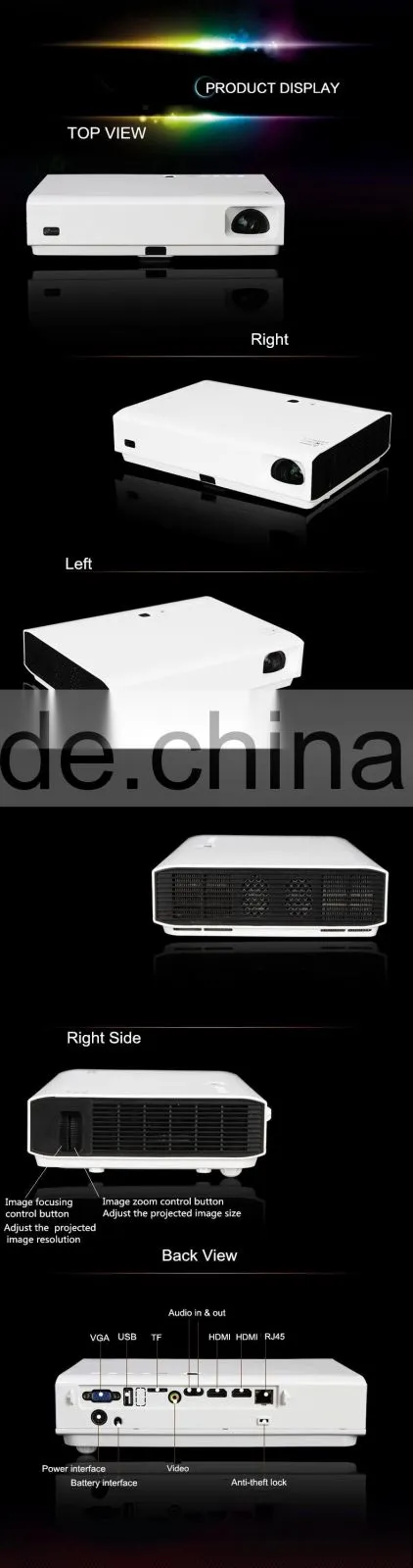 Business & education 3D LED DLP 3800 lumens proiettore/professional projector