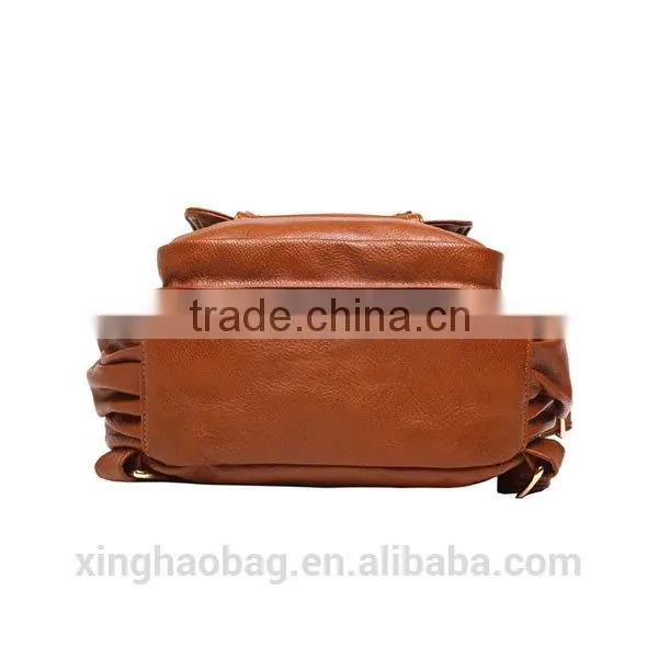2014 Korean style fashion leather school backpack for girls