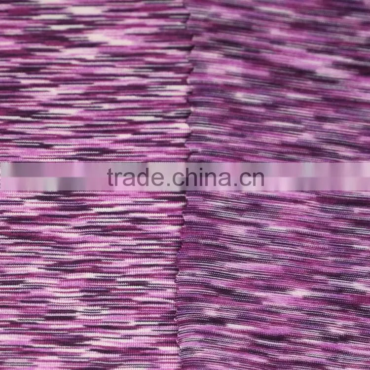 Weft knitted multi color yarn dye sportswear clothing fabric for workout compression shorts