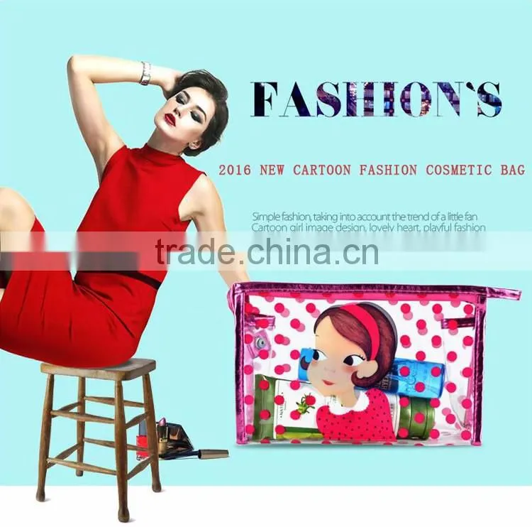 fashion transparent PVC for cartoon cosmetic bag simple small makeup bag