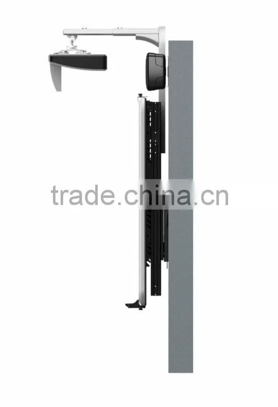 Power elevating wall mount interacitve whiteboard stand