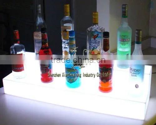 Glowing LED Bottle Display 3 Tier / perspex store display stand