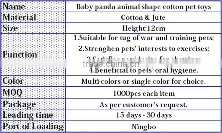 Baby panda animal shape cotton pet toys