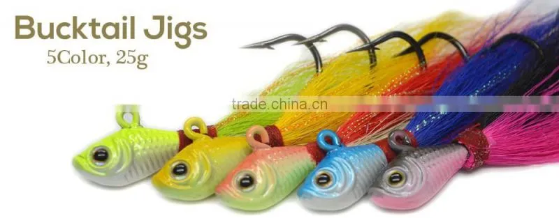 20 Piece High quality CFF002 China wholesale Fishing lures/ fish bucktail jig/ bucktail jig with hook