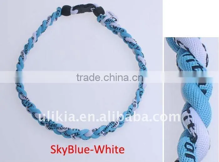 Germanium Titanium Baseball Sport Necklaces tri-braided 22''
