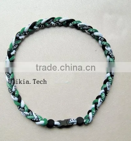 2011 Hot selling Germanium&Titanium Tri braided sports necklace with 18colors