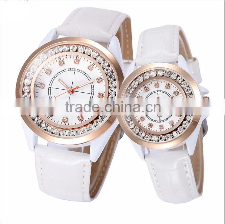 Upscale Leather couple watch diamond pair watch