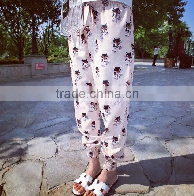 2014 Little fox print pants harlan wide-legged joker casual harem pants