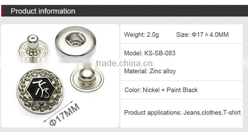 Custom China Cheap Round Shape Engraved Metal Buttons caps