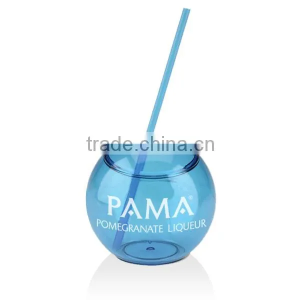 400ml/14oz BPA free ball shaped cup with straw