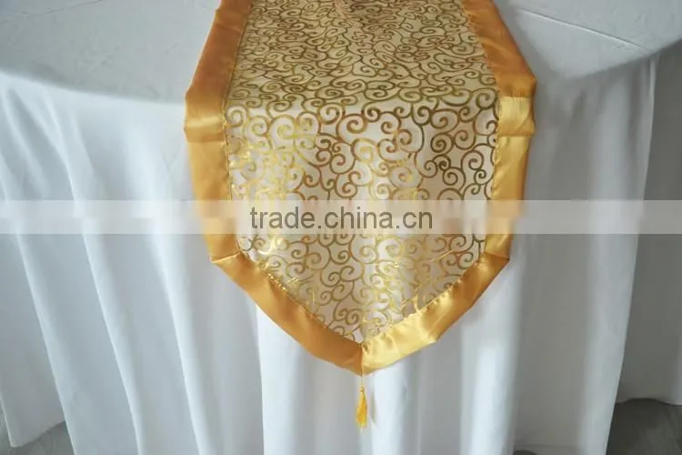 New style yellow sheer organza printed table runner