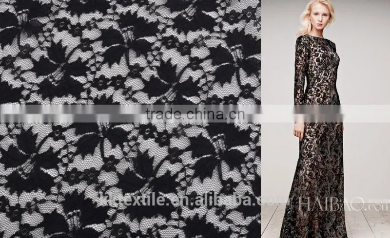 French Fashion Leaves Embroidery Pattern Lace Type Fabric