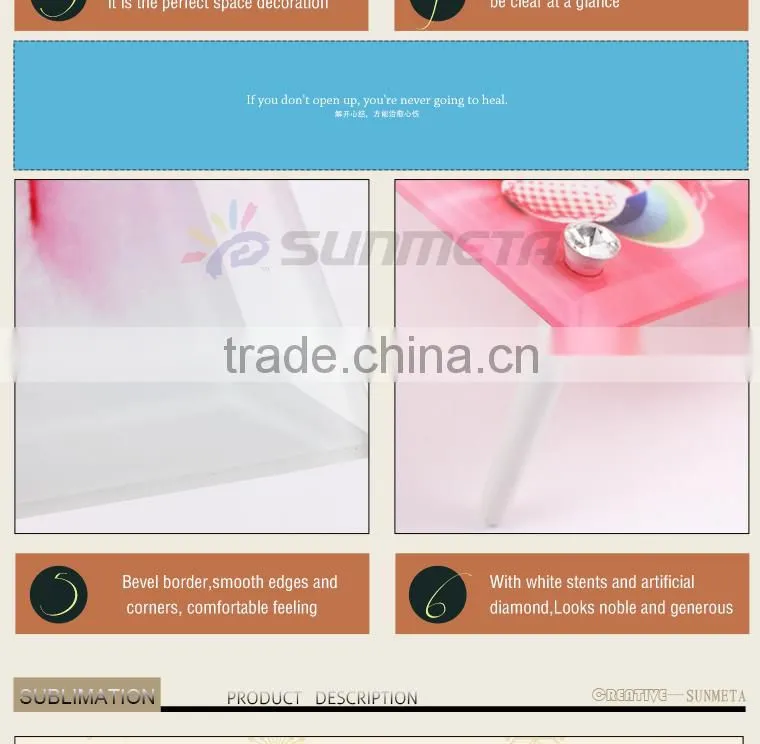 High Quarlity Sublimation Glass Photo Frame for wedding gift