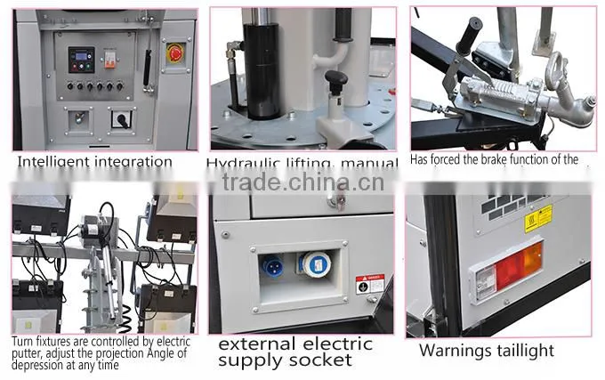 GNZM61C hydraulic lift trailer type lighting tower made in china for sale