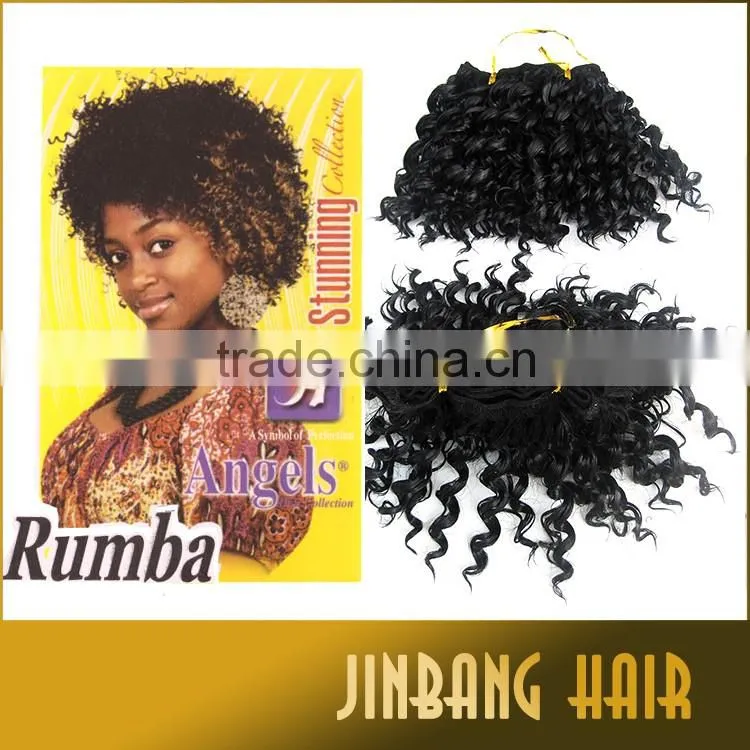 Attractive private label Angels rumba hair 4inch for black people synthetic afro kinky hair weft