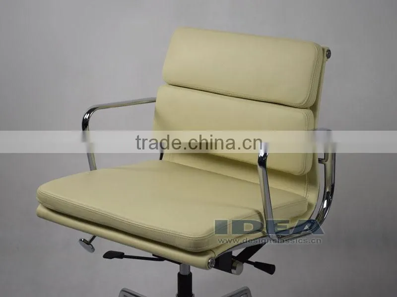 Replica Charles and Ray Low Back Soft Pad Desk Chair EA217 - Cream White Color Genuine Leather