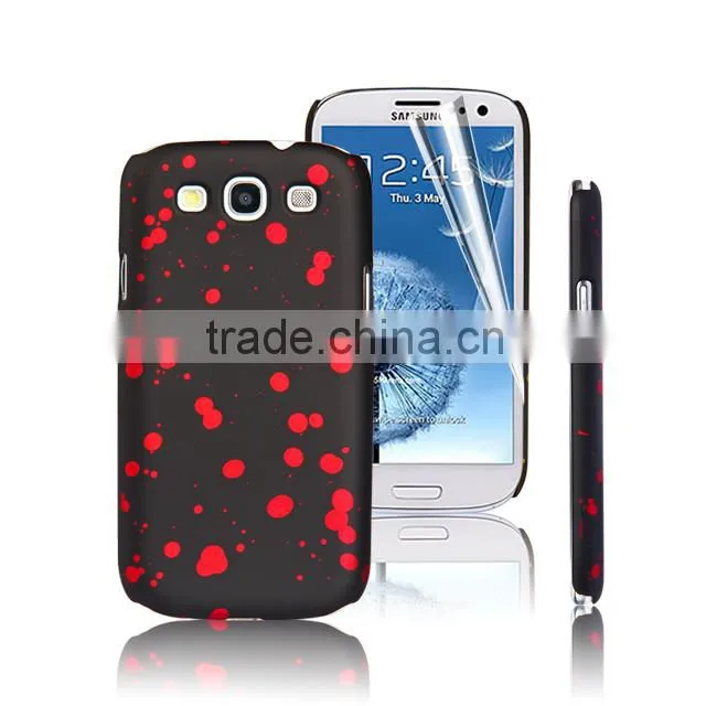 Set Screen Protector And Case For Samsung Galaxy S3 I9300 , Golden Paint Point Hard Plastic Ultra Thin Case