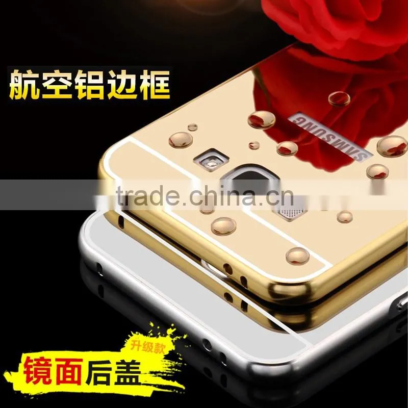Mobile Phone Aluminum Mirror Back Metal Bumper Cover Case For Samsung A8