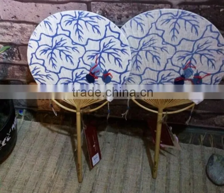 Ramie& Bamboo Round Hand Fan With Calabash Pattern
