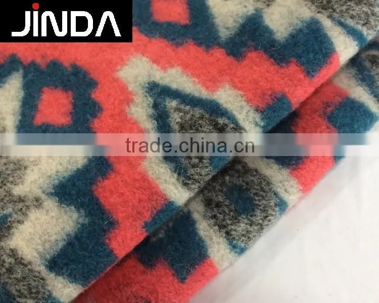 Wool acrylic blend jacquard knitting fabric for women overcoat
