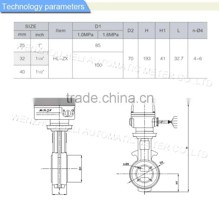 Electric wafer WCB DN20 butterfly valve