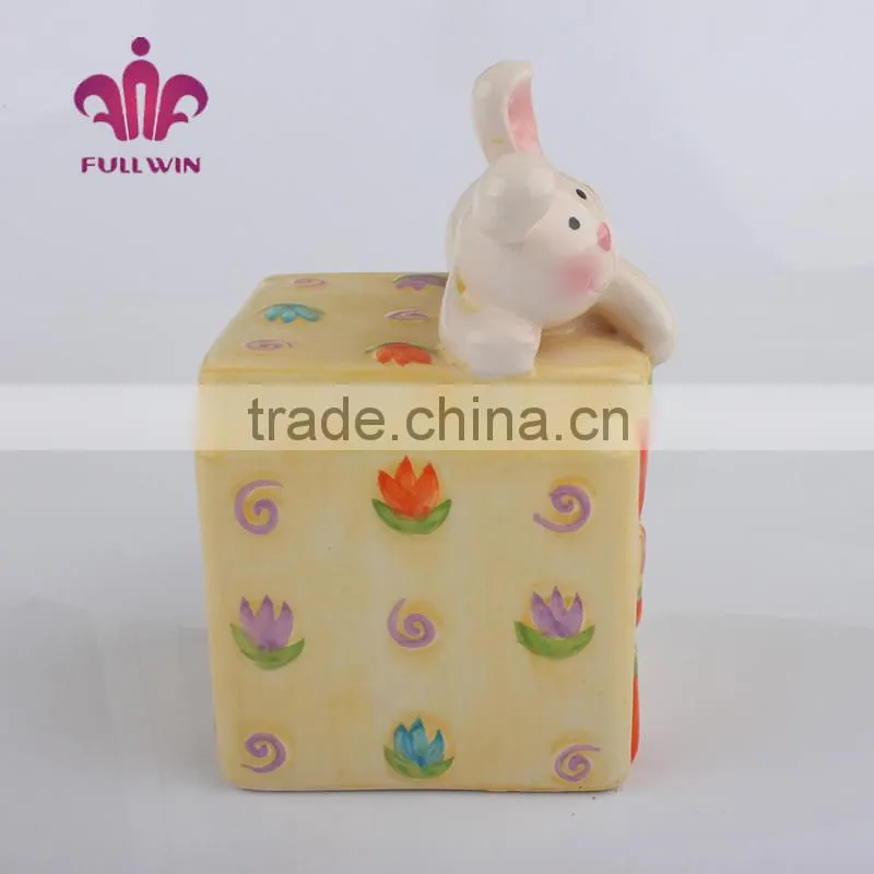 Easter ceramic porcelain canister square ceramic canister
