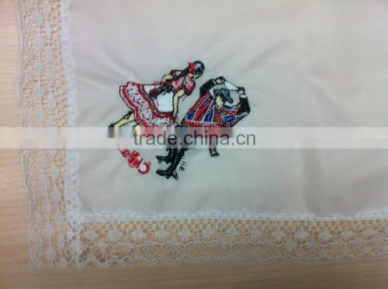 Ladies' White Embroidered Handkerchiefs with Lace